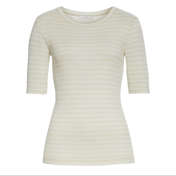 NEW VINCE STRIPED COTTON CREW NECK TEE - Picture 8 of 9